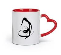 DEBINGY ceramics Cool Mugs and Cups Butterfly Chinese Yin Yang Tao Taoism Zen （11oz/320ml） Ceramic Coffee Mug for Cappuccino Tea, Milk, Red