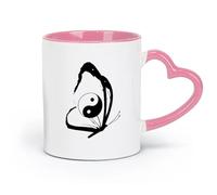 DEBINGY ceramics Cool Mugs and Cups Butterfly Chinese Yin Yang Tao Taoism Zen （11oz/320ml） Ceramic Coffee Mug for Cappuccino Tea, Milk, Pink