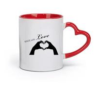 DEBINGY ceramics Cool Mugs and Cups Family Written With Love Hearts And Romantic Text （11oz/320ml） for Tea Coffee Milk Cappuccino Red