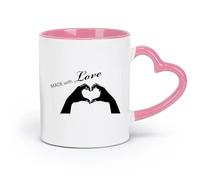 DEBINGY ceramics Cool Mugs and Cups Family Written With Love Hearts And Romantic Text （11oz/320ml） for Tea Coffee Milk Cappuccino Pink