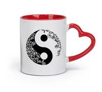 DEBINGY ceramics Cool Mugs and Cups Mandala Yin Yang Yoga Studio Bohemian Bohemian （11oz/320ml） for Espresso, Tea- Set Red