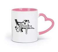 DEBINGY ceramics Cool Tea and Coffee Mug Leopard Jungle Wildlife Wild Cat （11oz/320ml） Humorous Gift for Coffee Lovers, Work Besties, Coworkers & Friends Pink