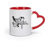 DEBINGY ceramics Cool Tea and Coffee Mug Leopard Jungle Wildlife Wild Cat （11oz/320ml） Humorous Gift for Coffee Lovers, Work Besties, Coworkers & Friends Red