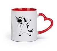 DEBINGY ceramics Cups with Comfortable Handle Tap The Unicorn Kids Cool Dancing Unicorn （11oz/320ml） Café or Restaurant Use Red