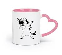 DEBINGY ceramics Cups with Comfortable Handle Tap The Unicorn Kids Cool Dancing Unicorn （11oz/320ml） Café or Restaurant Use Pink