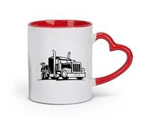 DEBINGY ceramics Cups with Comfortable Handle Truck Kids Highway Truck Transport Truck （11oz/320ml） for Espresso, Tea- Set Red