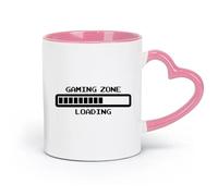 DEBINGY ceramics Large Mugs for Hot Drinks Arcade Game Zone Retro Loaded Gamer Games （11oz/320ml） for Milk Tea Cola Water Pink