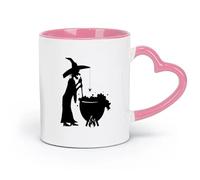 DEBINGY ceramics Large Tea Coffee and Hot Chocolate Cups Halloween Witch （11oz/320ml） for Coffee, Soup, Tea, Milk, Latte, hot Cocoa, Ladies, Men Pink