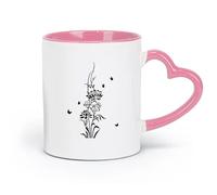 DEBINGY ceramics Mug - Ceramic Lotus Butterfly Yoga Bathroom Floor Plant Wilderness Grassland （11oz/320ml） Restaurant, Office Pink