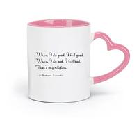 DEBINGY ceramics Novelty Ceramic Cup Inspirational Quotes Abraham Lincoln Inspirational Quotes （11oz/320ml） Nice Xmas Gift Pink