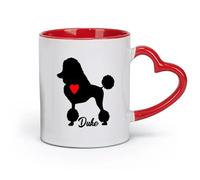 DEBINGY ceramics Novelty Ceramic Cup Poodle Poodle With Dog Pet Dog With Red Heart （11oz/320ml） for Tea, Hot Chocolate Red