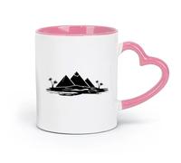 DEBINGY ceramics Novelty Ceramic Cup Tourism Travel Egypt Pyramids Palm Trees Ocean （11oz/320ml） for Espresso, Tea- Set Pink