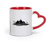 DEBINGY ceramics Novelty Ceramic Cup Tourism Travel Egypt Pyramids Palm Trees Ocean （11oz/320ml） for Espresso, Tea- Set Red