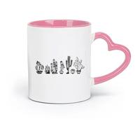 DEBINGY ceramics Novelty Gift Mug Cactus Series Plants Desert Flowers Children'S Playroom （11oz/320ml） Nice Xmas Gift Pink