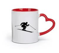 DEBINGY ceramics Novelty Tea or Coffee Cup Skier Ski Jumping Freestyle Sport （11oz/320ml） Humorous Gift for Coffee Lovers, Work Besties, Coworkers & Friends Red