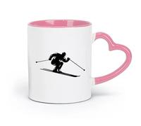 DEBINGY ceramics Novelty Tea or Coffee Cup Skier Ski Jumping Freestyle Sport （11oz/320ml） Humorous Gift for Coffee Lovers, Work Besties, Coworkers & Friends Pink