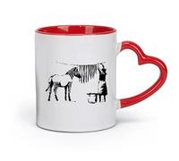 DEBINGY ceramics Novelty Tea or Coffee Cup Zebra Stripes Laundry Street City （11oz/320ml） Humorous Gift for Coffee Lovers, Work Besties, Coworkers & Friends Red