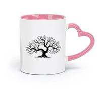 DEBINGY ceramics Personalised Mugs abstract vibrant tree logo design root tree logo tree of life icon on wall decor wall art （11oz/320ml） Nice Xmas Gift Pink