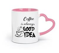 DEBINGY ceramics Personalised Mugs Coffee Is Always A Good Idea Kitchen Cafe Coffee Cup （11oz/320ml） for Espresso, Tea- Set Pink