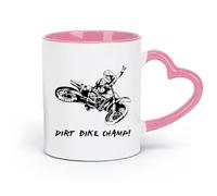 DEBINGY ceramics Porcelain Cup Dirt Bike Champion Text BMX Sports Motorcycle （11oz/320ml） Humorous Gift for Coffee Lovers, Work Besties, Coworkers & Friends Pink