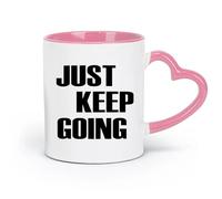DEBINGY ceramics Porcelain Cup Sports Motivational Quotes: Keep Moving Forward （11oz/320ml） Cappuccino, Latte Macchiato, Tea, Espresso Pink