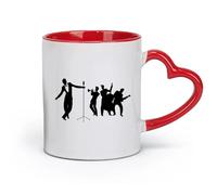 DEBINGY ceramics Porcelain Cups Jazz Band Blues Club Instrument Music Room （11oz/320ml） for Coffee, Soup, Tea, Milk, Latte, hot Cocoa, Ladies, Men Red