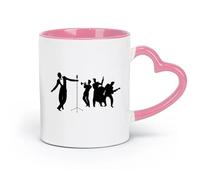 DEBINGY ceramics Porcelain Cups Jazz Band Blues Club Instrument Music Room （11oz/320ml） for Coffee, Soup, Tea, Milk, Latte, hot Cocoa, Ladies, Men Pink