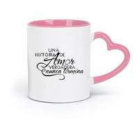 DEBINGY ceramics Porcelain Cups Una Historia De Amor Verdadera Nunca Termina Spanish Quotes （11oz/320ml） Restaurant, Office Pink