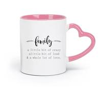 DEBINGY ceramics Stoneware Coffee Mugs with Handle Family Love Quotes Sweet Family （11oz/320ml） Ceramic Coffee Mug for Cappuccino Tea, Milk, Pink