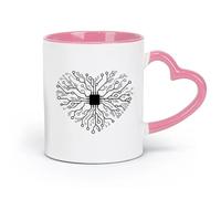 DEBINGY ceramics Stoneware Cups for Coffee, Tea, Chip Heart G ngineer School （11oz/320ml） Cappuccino, Latte Macchiato, Tea, Espresso Pink