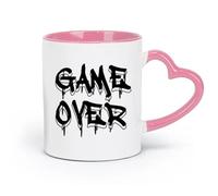 DEBINGY ceramics Stoneware Cups for Coffee, Tea, Game Over Boy Gamer Video Game （11oz/320ml） Cappuccino, Latte Macchiato, Tea, Espresso Pink