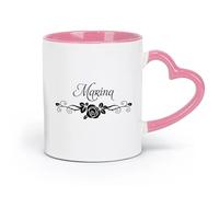 DEBINGY ceramics Stoneware Cups for Coffee, Tea, Girl Swirl Rose Baby Girl Sweet （11oz/320ml） Cappuccino, Latte Macchiato, Tea, Espresso Pink