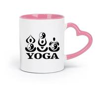 DEBINGY ceramics Stoneware Cups for Coffee, Tea, Yin Yang Lotus Pose Logo （11oz/320ml） Humorous Gift for Coffee Lovers, Work Besties, Coworkers & Friends Pink