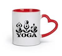 DEBINGY ceramics Stoneware Cups for Coffee, Tea, Yin Yang Lotus Pose Logo （11oz/320ml） Humorous Gift for Coffee Lovers, Work Besties, Coworkers & Friends Red