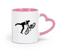 DEBINGY ceramics Stylish Coffee Mug BMX Bicycle Cyclist Bike Extreme Sports Boy （11oz/320ml） Ceramic Coffee Mug for Cappuccino Tea, Milk, Pink