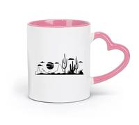 DEBINGY ceramics Stylish Coffee Mug Western Desert Cactus Camping Rv Landscape Sunshine Travel Exploration Adventure Camping Rv （11oz/320ml） Restaurant, Office Pink