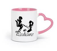 DEBINGY ceramics Tea Cup Nail Art Beauty Salon Pedicure Manicure Manicurist （11oz/320ml） Humorous Gift for Coffee Lovers, Work Besties, Coworkers & Friends Pink