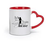 DEBINGY ceramics Tea Cup Woman Fitnesscenter Lady Exercise Train Like A Beast Quote （11oz/320ml） Dishwasher and Microwave Safe Red
