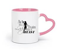 DEBINGY ceramics Tea Cup Woman Fitnesscenter Lady Exercise Train Like A Beast Quote （11oz/320ml） Dishwasher and Microwave Safe Pink