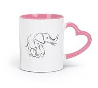 DEBINGY ceramics White Ceramic Coffee Mugs Elephant Cute Animal Elephant Tribe （11oz/320ml） Cappuccino, Latte Macchiato, Tea, Espresso Pink