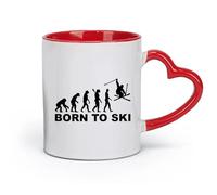 DEBINGY ceramics White Ceramic Coffee Mugs Evolution Of Man Ski Extreme Sport Skier （11oz/320ml） for Tea, Coffee & Hot Drinks Red