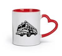 DEBINGY ceramics White Ceramic Coffee Mugs Fire Truck Engine Firefighter Firefighter （11oz/320ml） for Tea, Coffee & Hot Drinks Red