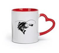 DEBINGY ceramics White Ceramic Coffee Mugs Fishing Fish Lake Relax Chill Out Garage （11oz/320ml） for Tea, Hot Chocolate Red