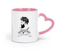 DEBINGY ceramics White Mugs Barber Shop Logo Traditional Barber Shop Logo （11oz/320ml） for Coffee, Soup, Tea, Milk, Latte, hot Cocoa, Ladies, Men Pink