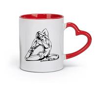 DEBINGY ceramics White Mugs Large athletic figure girl Gymnasticsnast sports club （11oz/320ml） for Espresso, Tea- Set Red