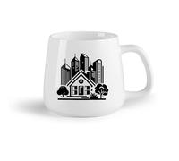 DEBINGY Frutta in ceramica Bicchieri in ceramica per la casa di una casa con alberi e uno skyline della città （14oz/400ml） per espresso, set da tè