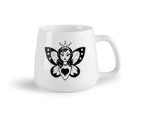DEBINGY Frutta in ceramica Bicchieri in ceramica per la casa di una farfalla con una corona in testa （14oz/400ml） per bevande calde, latte macchiato, cappuccino