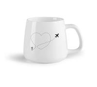 DEBINGY Frutta in ceramica Caffè e bevande calde Aereo Cuore Amore Romanticismo Volo Viaggio Viaggio （14oz/400ml） Tazza da caffè in ceramica per cappuccino, tè, latte,