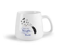 DEBINGY Frutta in ceramica Caffè e bevande calde Citazione di Buddha in stile bohémien con motivo di piume di uccello （14oz/400ml） per ufficio, casa
