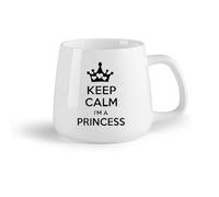 DEBINGY Frutta in ceramica Caffè e bevande calde Keep Calm, sono una principessa, citazione, corona per bambini （14oz/400ml） Lavabile in lavastoviglie